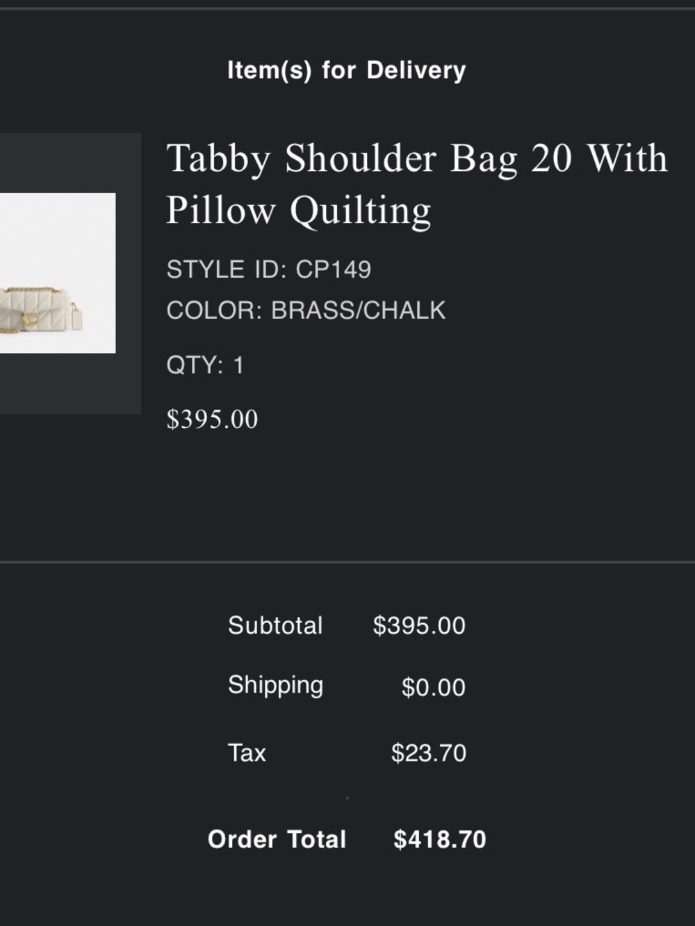 Coach tabby shoulder bag 20 w pillow quilting - Picture 7 of 8